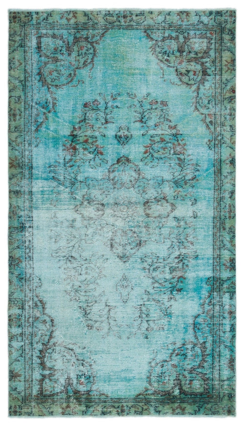 Atina 19692 Turquoise Vintage Wool Handmade Area Rug 4'11" x 8'5"