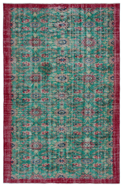 Atina 22677 Green Vintage Wool Handmade Area Rug 6'2" x 9'5"