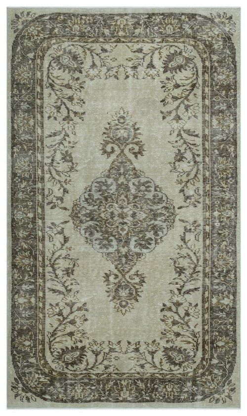 Atina 24250 Green Vintage Wool Handmade Area Rug 5'4" x 9'1"