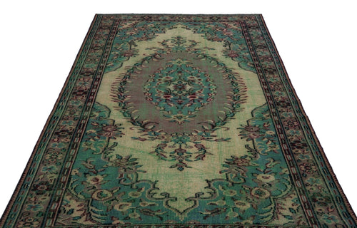 Atina 26966 Green Vintage Wool Handmade Area Rug 5'10" x 9'1"