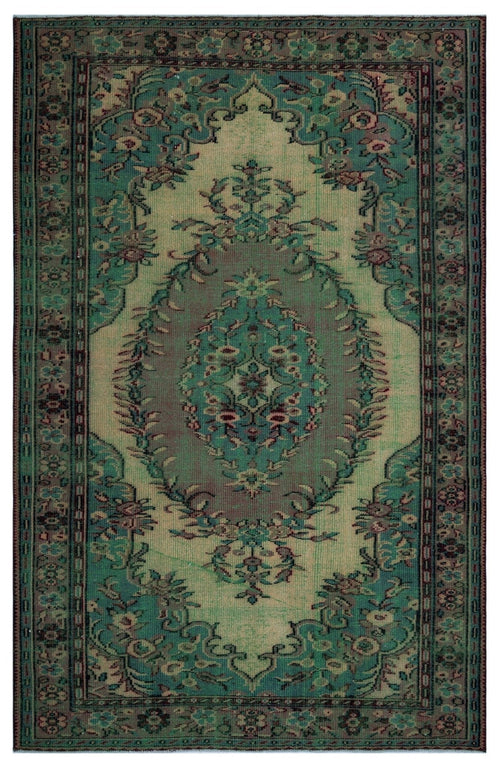 Atina 26966 Green Vintage Wool Handmade Area Rug 5'10" x 9'1"