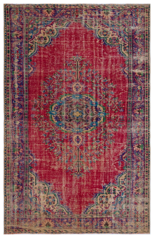 Atina 27371 Red Vintage Wool Handmade Area Rug 5'11" x 9'3"