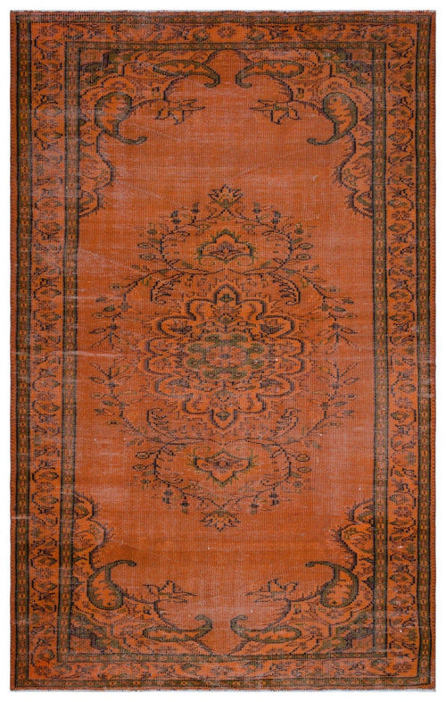 Atina 27965 Orange Vintage Wool Handmade Area Rug 5'6" x 8'11"