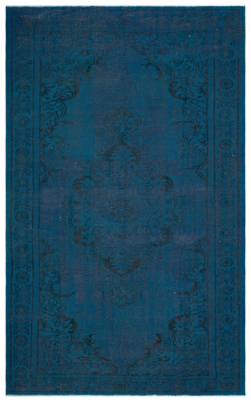 Atina 28054 Dark Blue Vintage Wool Handmade Area Rug 5'8" x 9'1"