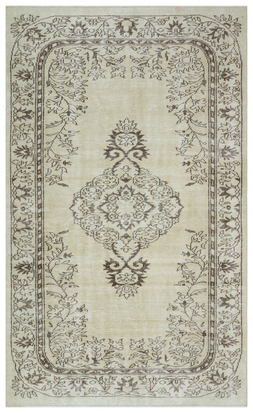 Atina 28074 Beige Vintage Wool Handmade Area Rug 5'6" x 9'1"