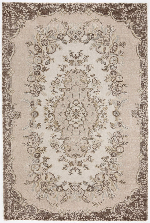 Atina 3243 Beige Vintage Wool Handmade Area Rug 5'7" x 10'1"