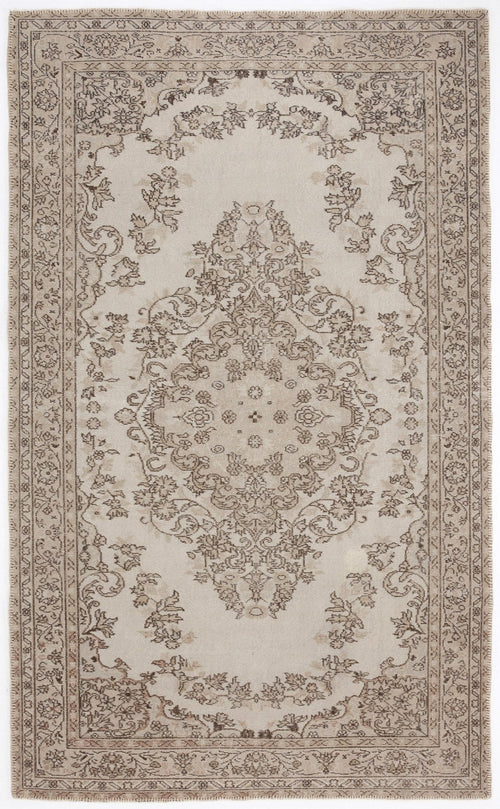 Atina 3244 Beige Vintage Wool Handmade Area Rug 5'8" x 9'2"