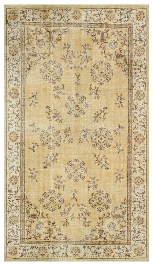Atina 34445 Beige Vintage Wool Handmade Area Rug 5'3" x 8'10"