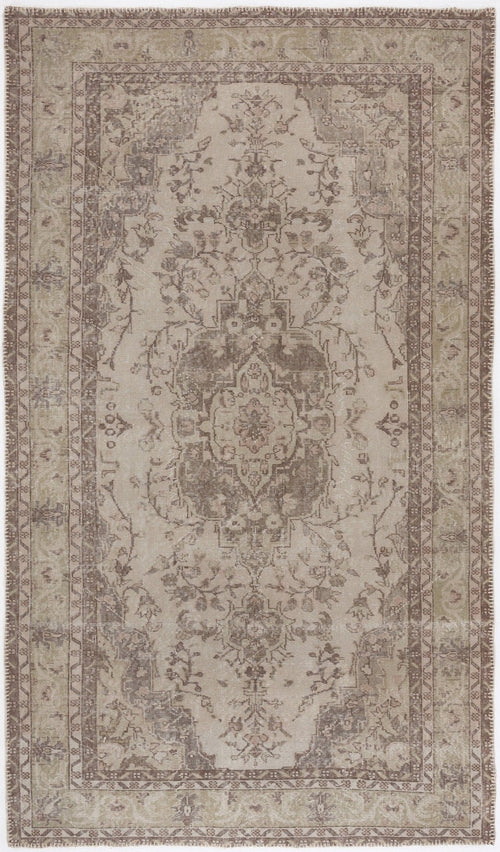 Atina 3506 Beige Vintage Wool Handmade Area Rug 5'6" x 9'6"