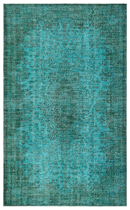 Atina 35079 Turquoise Vintage Wool Handmade Area Rug 5'7" x 9'1"