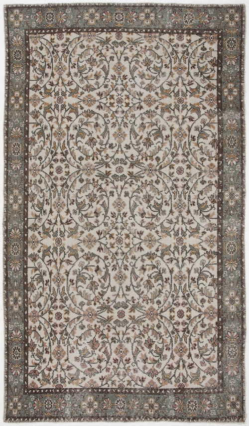 Atina 3711 Beige Vintage Wool Handmade Area Rug 5'7" x 9'8"