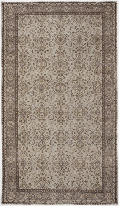Atina 3712 Beige Vintage Wool Handmade Area Rug 5'5" x 9'7"