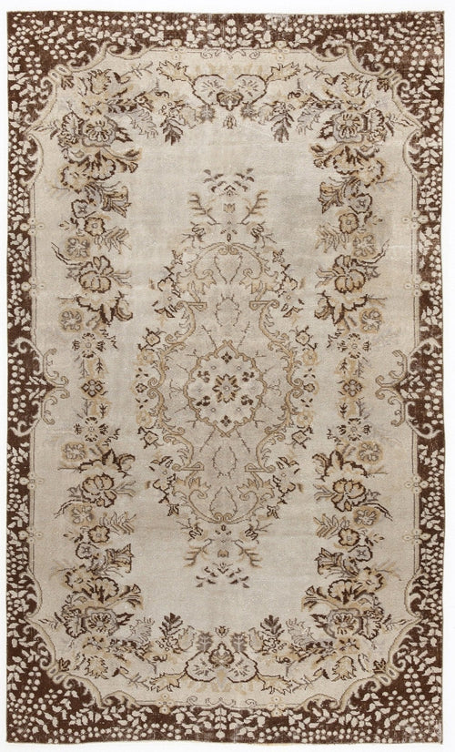Atina 3876 Beige Vintage Wool Handmade Area Rug 5'5" x 8'11"