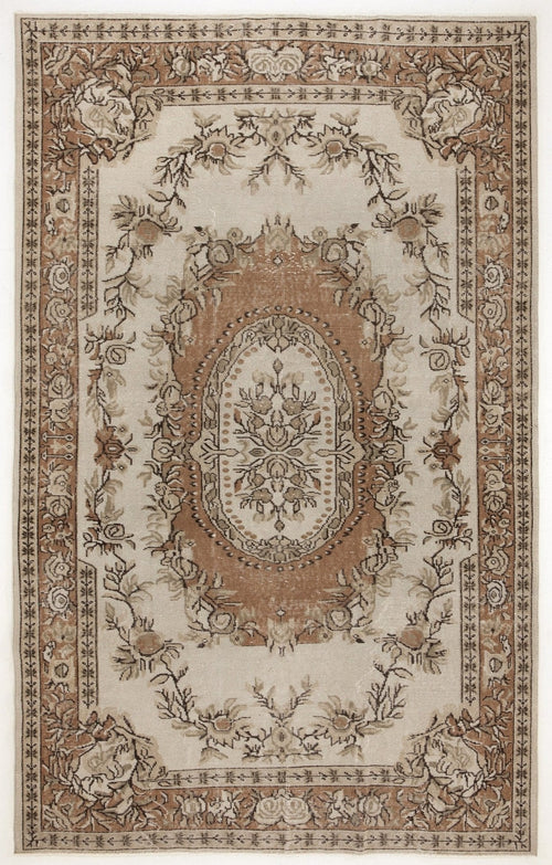 Atina 4204 Beige Vintage Wool Handmade Area Rug 6'2" x 9'10"