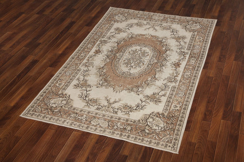 Atina 4204 Beige Vintage Wool Handmade Area Rug 6'2" x 9'10"