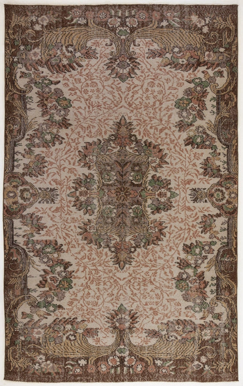 Atina 4389 Beige Vintage Wool Handmade Area Rug 6'2" x 9'3"