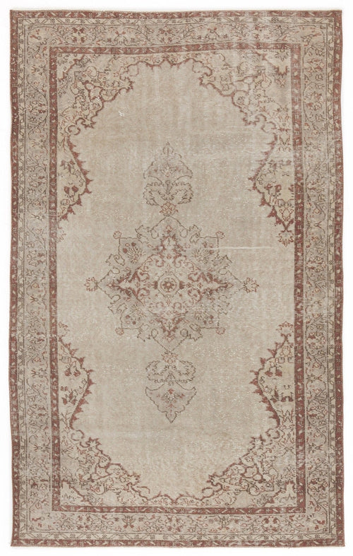 Atina 4743 Beige Vintage Wool Handmade Area Rug 5'5" x 8'11"