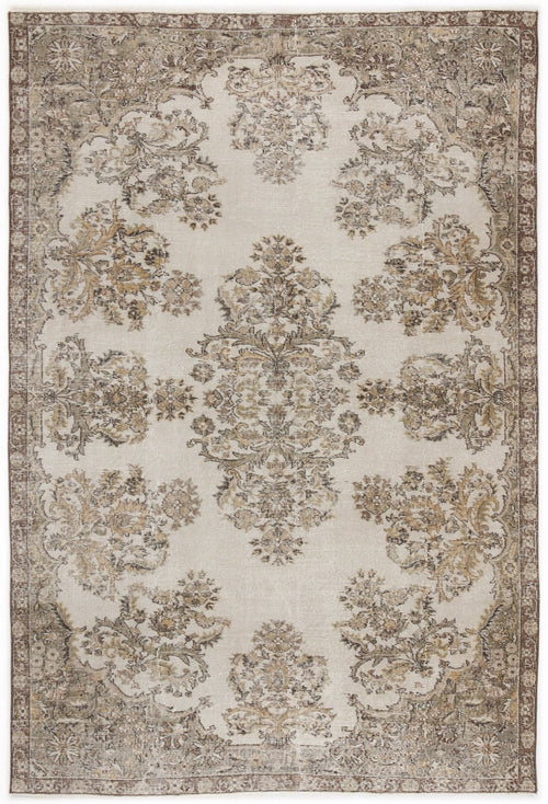 Atina 4976 Beige Vintage Wool Handmade Area Rug 6'5" x 9'7"