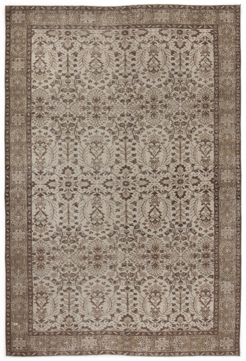 Atina 5060 Beige Vintage Wool Handmade Area Rug 6'4" x 9'5"