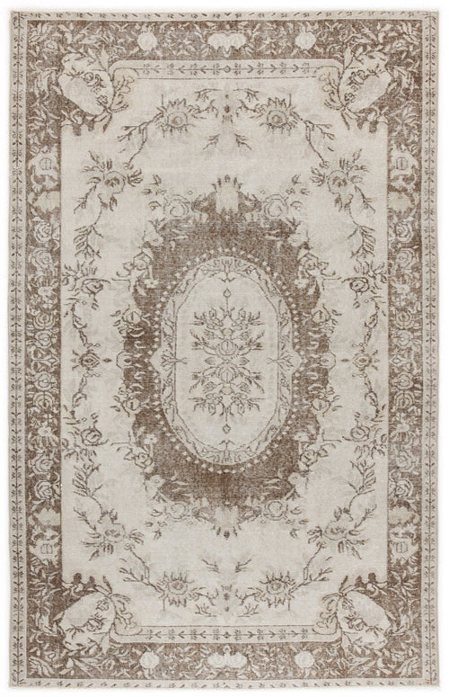 Atina 5070 Beige Vintage Wool Handmade Area Rug 5'5" x 8'5"