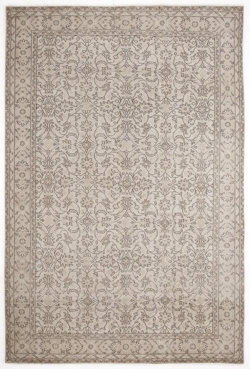 Atina 5514 Beige Vintage Wool Handmade Area Rug 6'1" x 9'3"