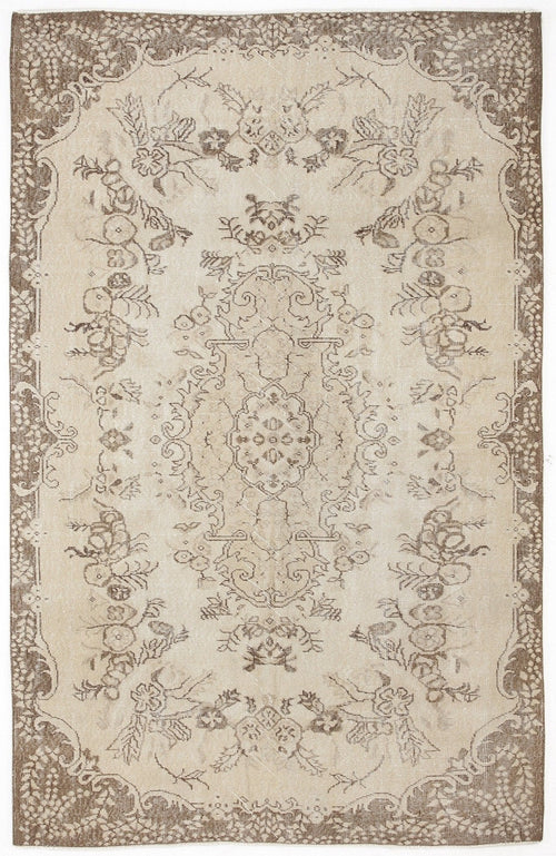 Atina 5515 Beige Vintage Wool Handmade Area Rug 5'7" x 8'10"