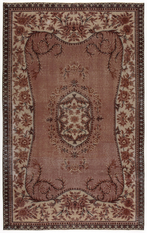 Atina 5586 Brown Vintage Wool Handmade Area Rug 5'3" x 8'5"