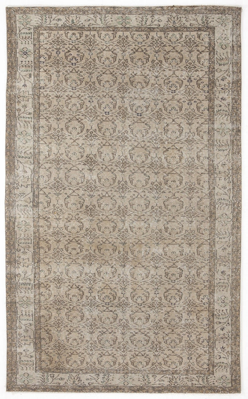 Atina 5883 Beige Vintage Wool Handmade Area Rug 5'7" x 9'3"