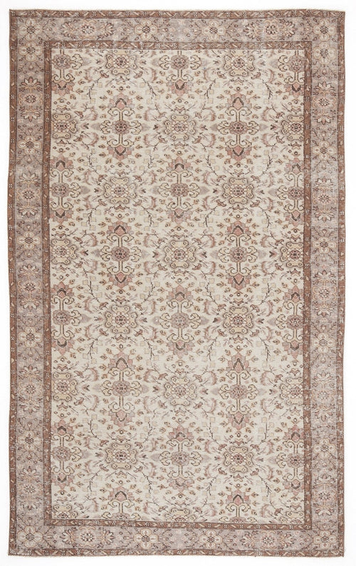 Atina 5931 Beige Vintage Wool Handmade Area Rug 5'5" x 8'10"