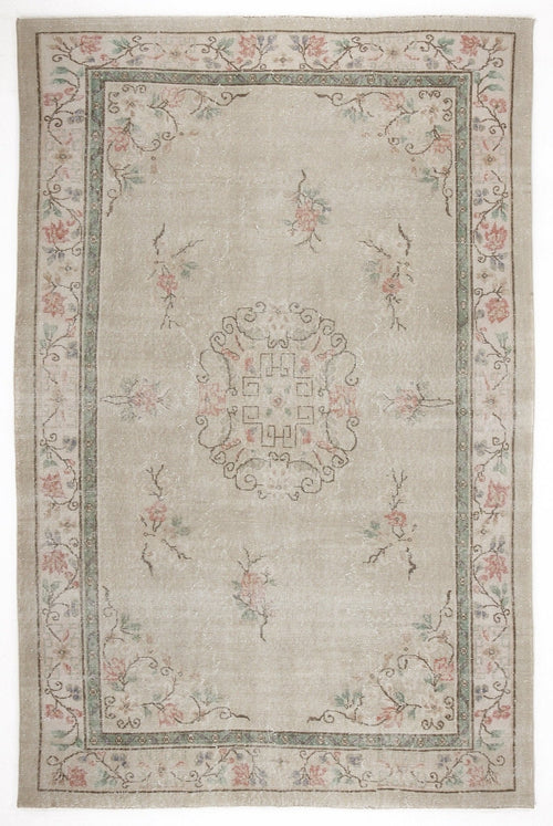 Atina 5935 Beige Vintage Wool Handmade Area Rug 6'1" x 9'9"