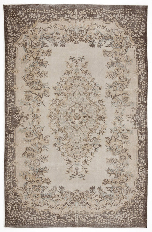 Atina 5946 Beige Vintage Wool Handmade Area Rug 6'1" x 9'9"