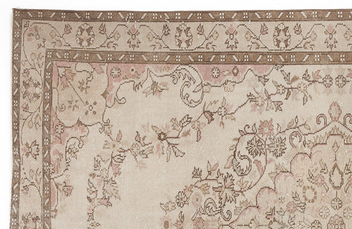 Atina 5972 Beige Vintage Wool Handmade Area Rug 5'7" x 9'1"