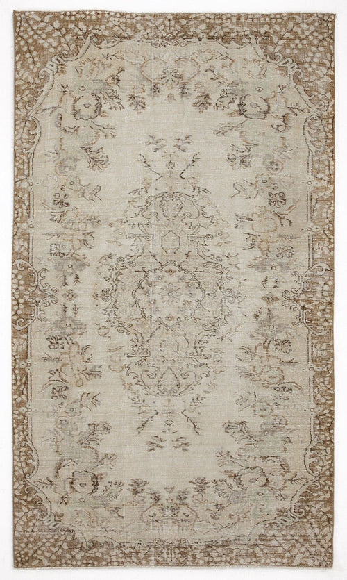 Atina 6140 Beige Vintage Wool Handmade Area Rug 5'1" x 8'10"