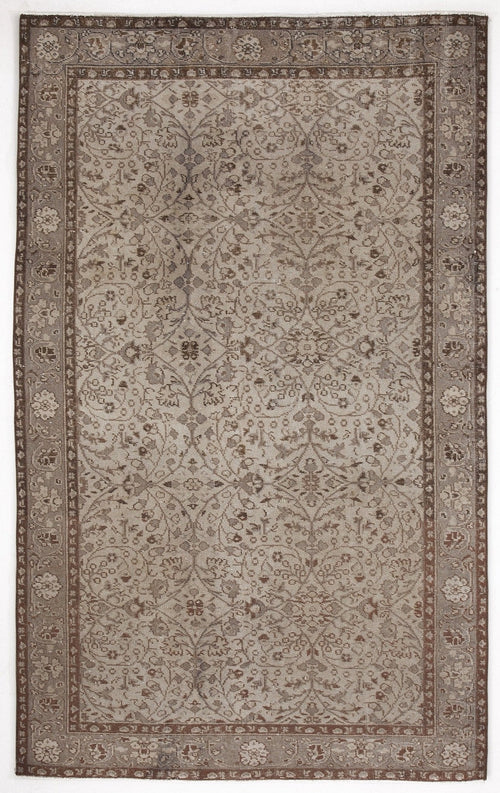 Atina 6192 Beige Vintage Wool Handmade Area Rug 5'5" x 8'10"