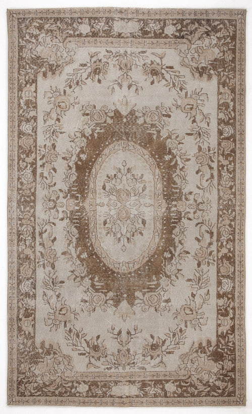 Atina 6222 Beige Vintage Wool Handmade Area Rug 5'7" x 9'4"