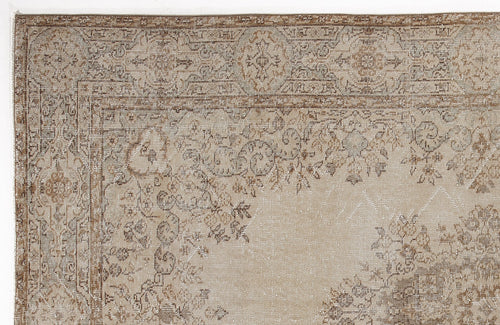 Atina 6284 Beige Vintage Wool Handmade Area Rug 5'8" x 9'3"