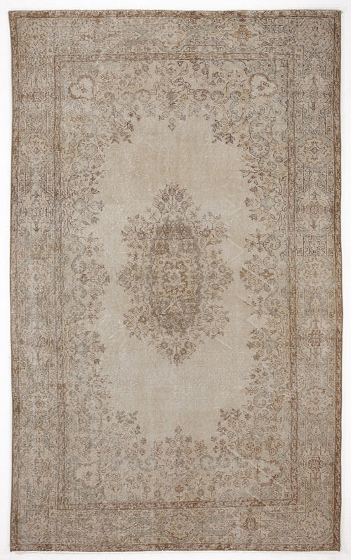 Atina 6284 Beige Vintage Wool Handmade Area Rug 5'8" x 9'3"