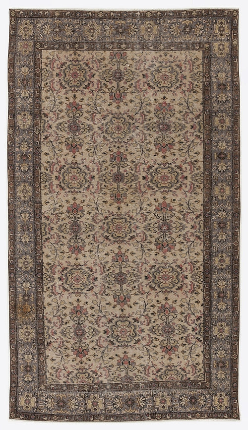 Atina 6427 Beige Vintage Wool Handmade Area Rug 5'3" x 8'6"