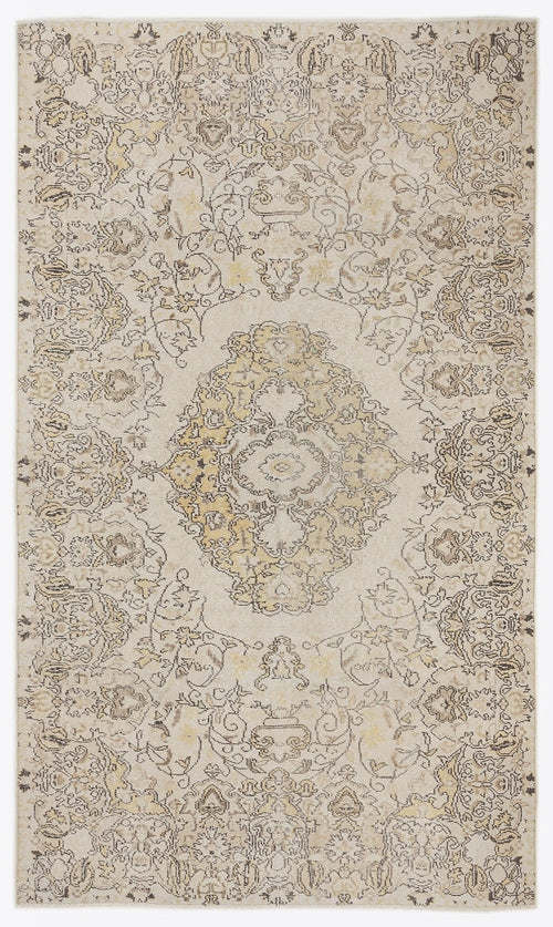 Atina 7010 Beige Vintage Wool Handmade Area Rug 5'6" x 9'3"