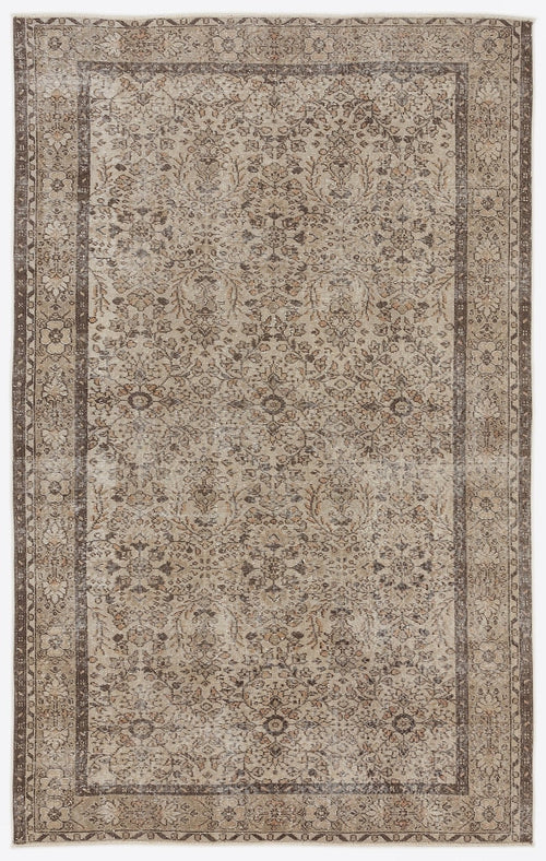 Atina 7013 Beige Vintage Wool Handmade Area Rug 5'8" x 9'1"