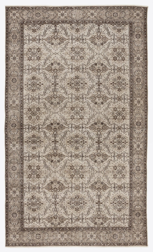 Atina 7075 Beige Vintage Wool Handmade Area Rug 5'7" x 9'6"