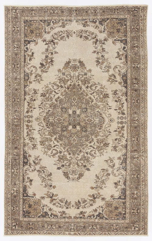 Atina 7188 Beige Vintage Wool Handmade Area Rug 5'5" x 8'9"