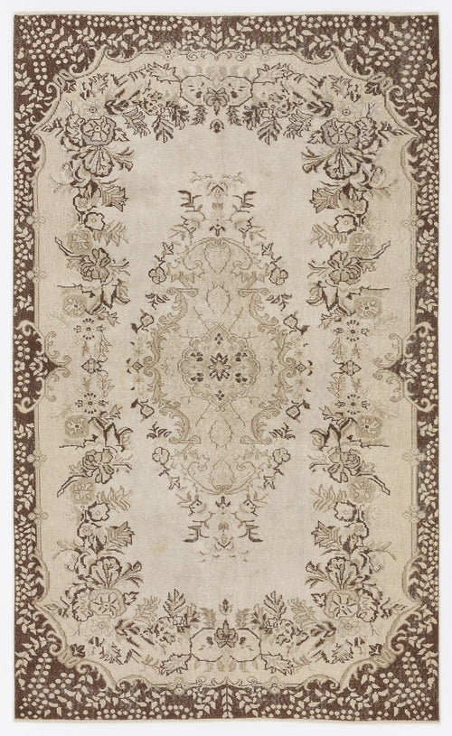 Atina 7191 Beige Vintage Wool Handmade Area Rug 5'7" x 9'3"