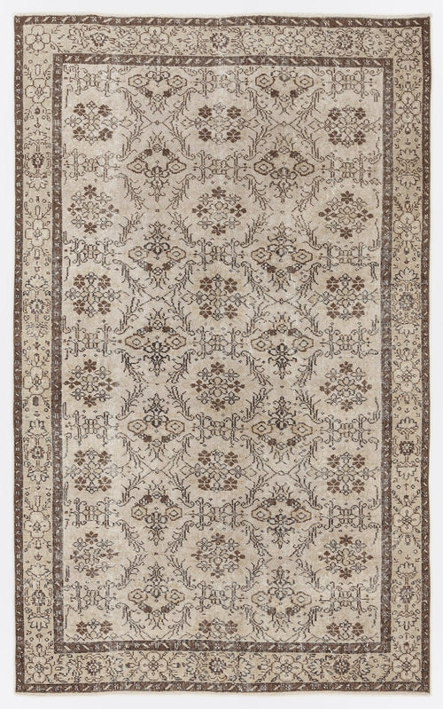 Atina 7192 Beige Vintage Wool Handmade Area Rug 5'4" x 8'9"