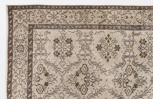 Atina 7192 Beige Vintage Wool Handmade Area Rug 5'4" x 8'9"