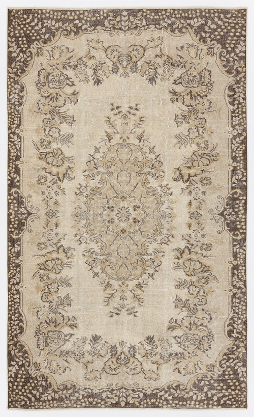 Atina 7197 Beige Vintage Wool Handmade Area Rug 5'11" x 9'6"