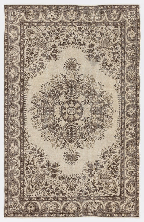 Atina 7199 Beige Vintage Wool Handmade Area Rug 5'6" x 8'7"