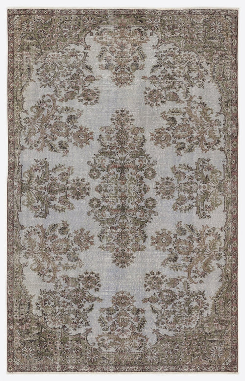 Atina 7220 Grey Vintage Wool Handmade Area Rug 5'6" x 8'10"
