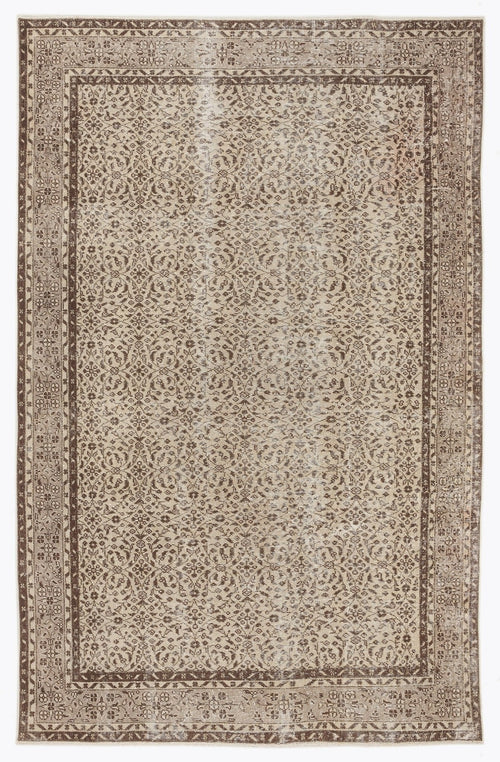 Atina 7293 Beige Vintage Wool Handmade Area Rug 6'4" x 9'6"