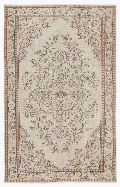 Atina 7301 Beige Vintage Wool Handmade Area Rug 5'5" x 8'7"